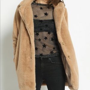 Brown teddy bear fur coat